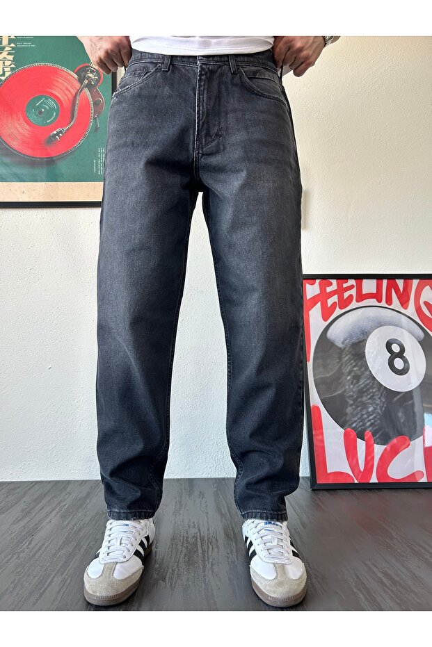 Black Washed Comfortable Fit Boyfriend Jean Pants