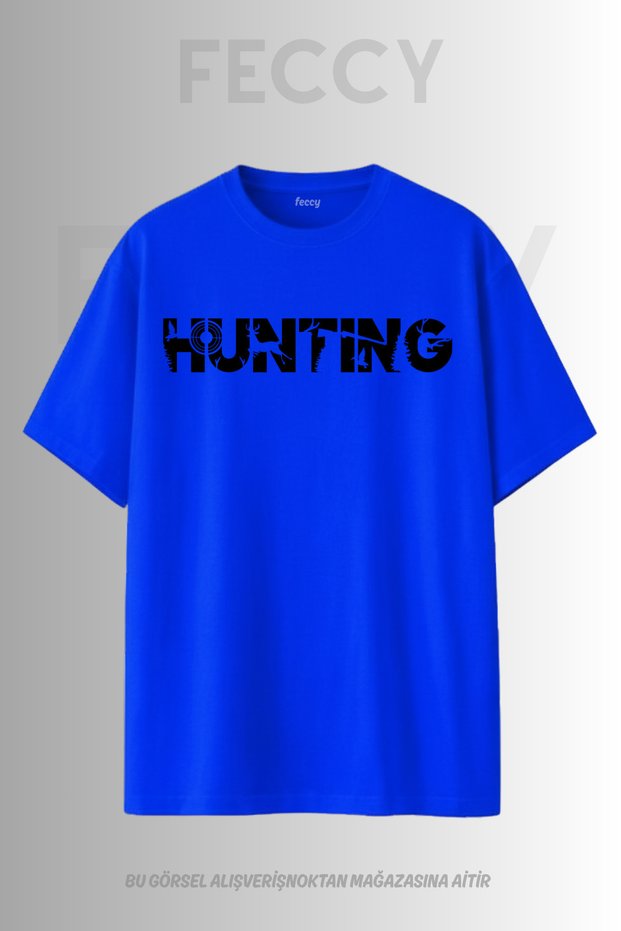 Premium Hunting Printed Hunter Theme Unisex Oversize Women's T-Shirt Men's T-Shirt Cotton Oversize T-Shirt