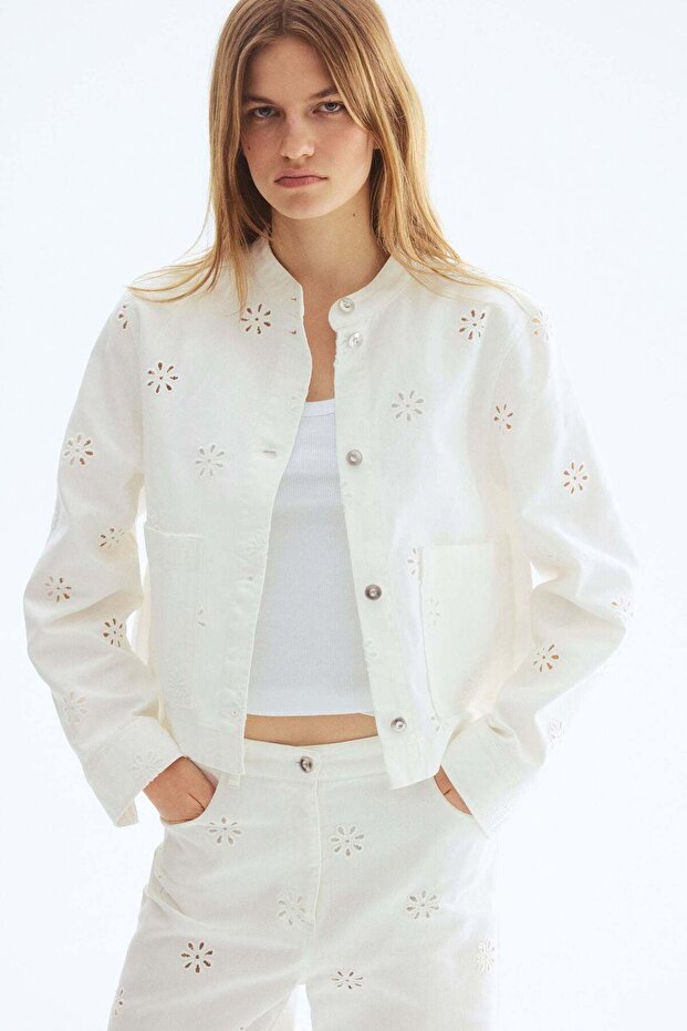 Broderie anglaise twill jacket