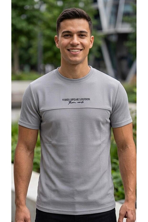 Text Printed Crew Neck 2 Thread 100% Cotton Basic T-Shirt