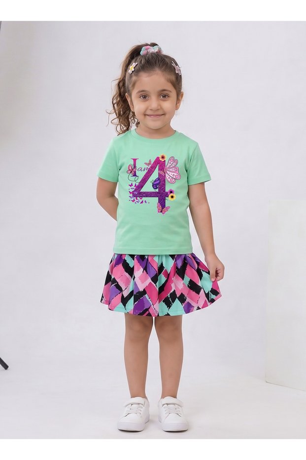 Birthday Girl, 4th Year Butterfly Birthday Graphic Print T-Shirt