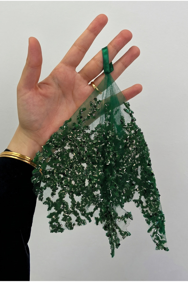 Emerald Green Bride Groom Handkerchief, Crystal Glass Beads, Henna Halay Wedding Bridesmaid Circumcision Promise Engagement Bride Party, 1 Piece