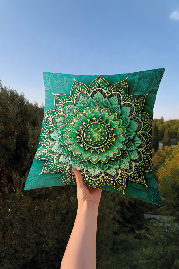 Zümrüt Lotus Film & Anime Throw Pillow Cover 43X43 – Modern Gamer Room Decor Pillowcase