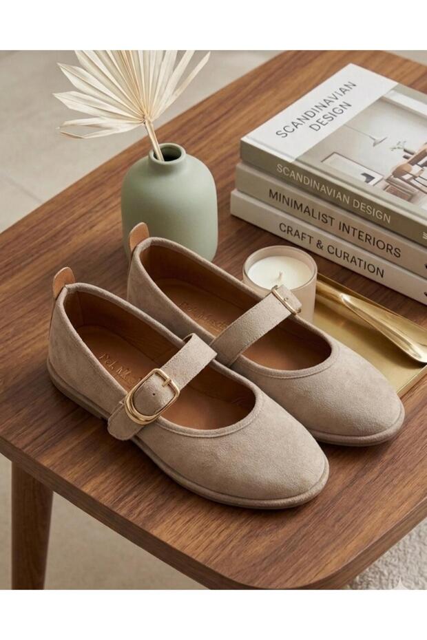 Mink Suede Buckle Women's Daily Comfortable Ballerina Shoes