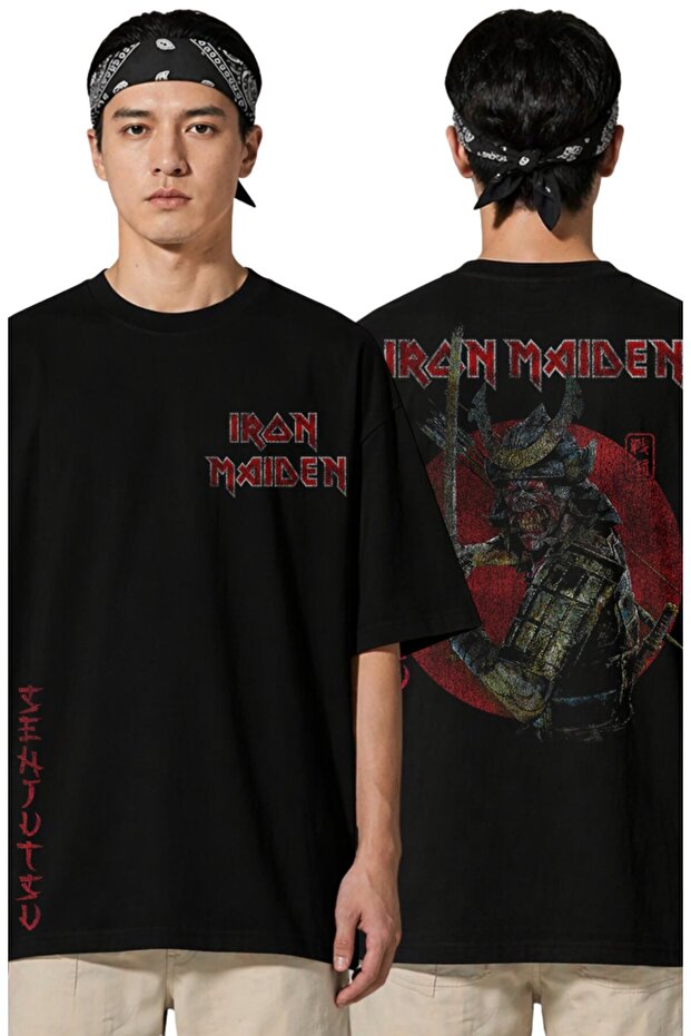 Unisex Iron Maiden Senjutsu Back Print T-Shirt, Oversize Rock Band Themed Tshirt