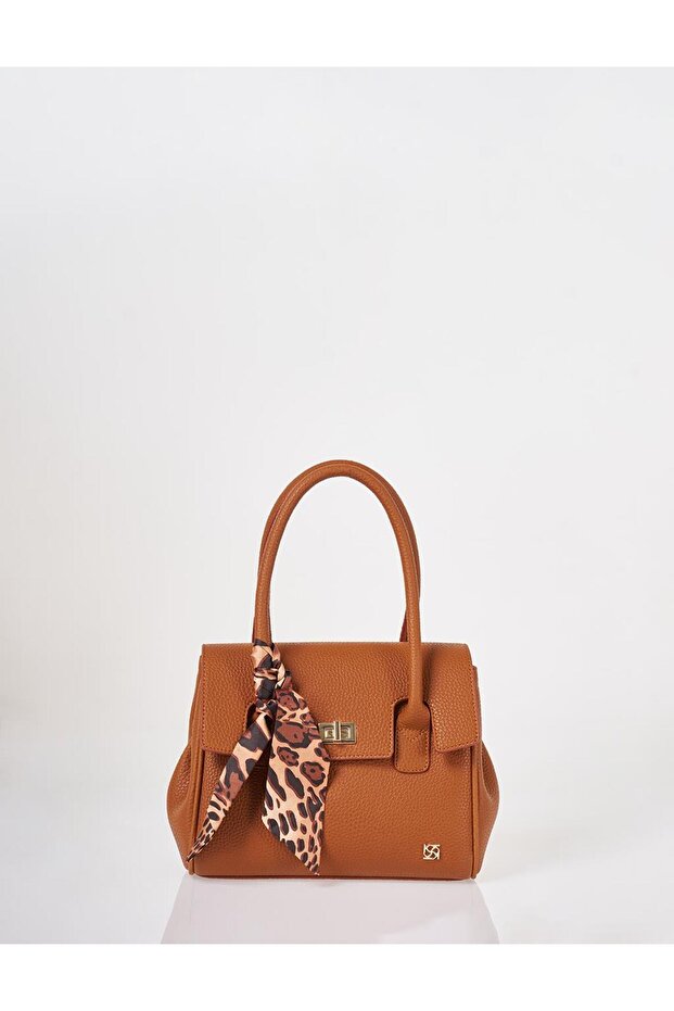 Scarf Detailed Handbag Brown