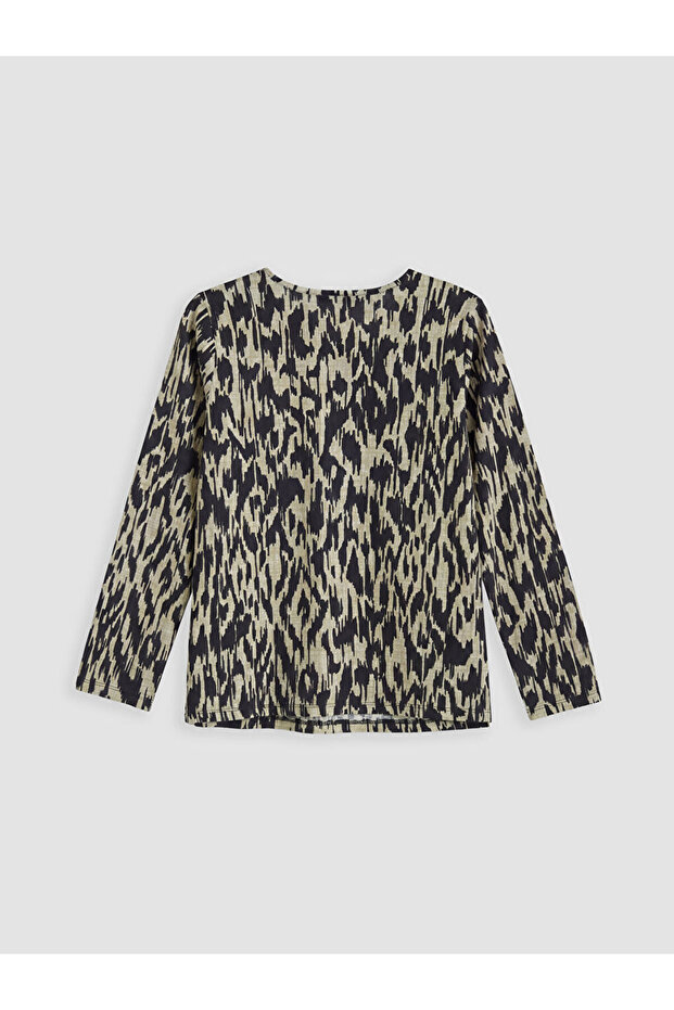 Crew Neck Patterned Blouse - 5