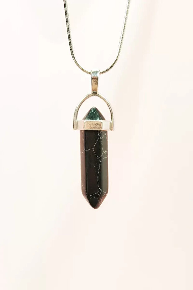 Matte Onyx Natural Stone Chain with Handmade Design Pendant: 3.5 cm Chain: 20 cm Boxed