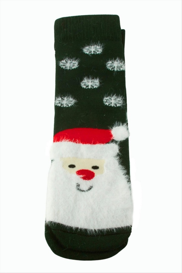 Ilkeshop Santa Claus Christmas Thick Combed Cotton Socks (220524) - Green