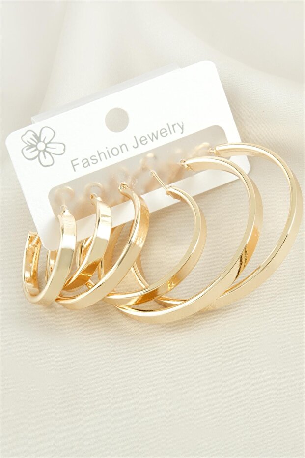 Ilkeshop 6 Pieces Crushed (11308) Hoop Earrings-Yellow
