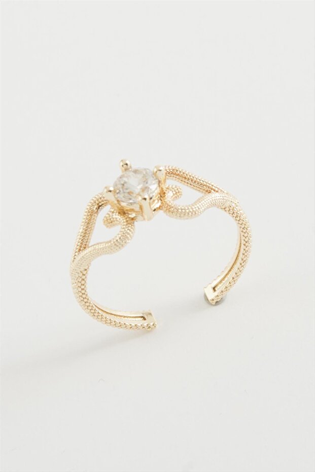 ILKESHOP خاتم على شكل قلب (10141) مرصع بالأحجار - أصفر