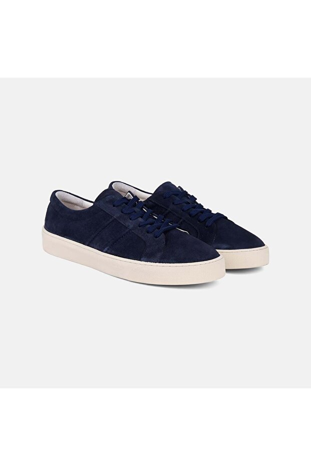 Men's Navy Blue Lace-Up Casual Suede Sports Shoes