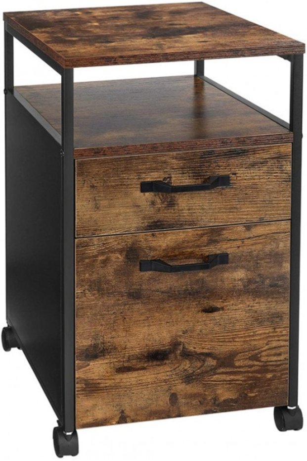 Comodă model Ember, Maro rustic/negru, 41x45x66 cm