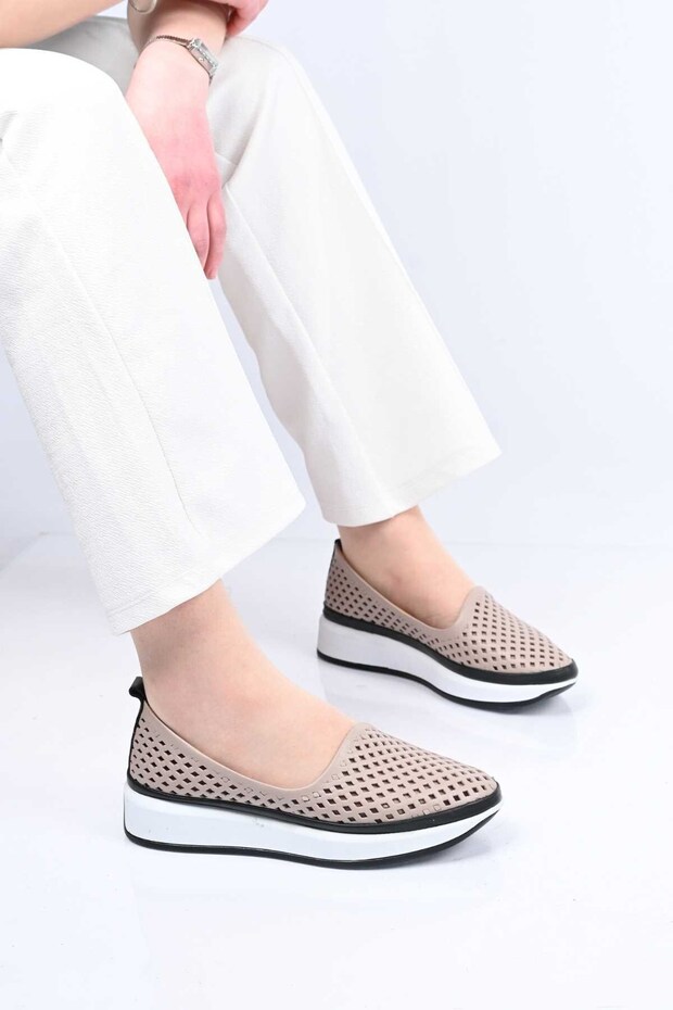 Laceless Staple Detailed Poly Sole Genuine Leather Casual 328-2040 Women's Shoes