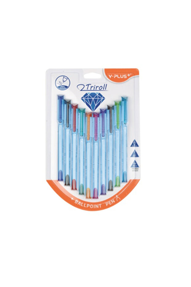 Y-Plus 0.7 mm Triroll Ball Pen Set, 10 pcs