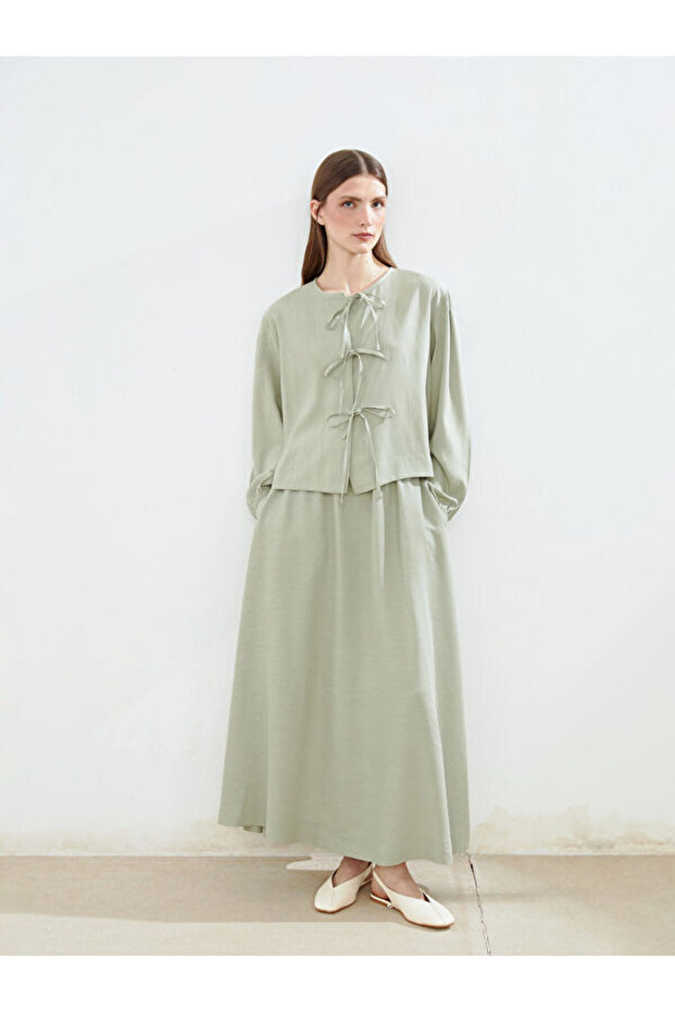 Elastic Waist Linen Blended Skirt