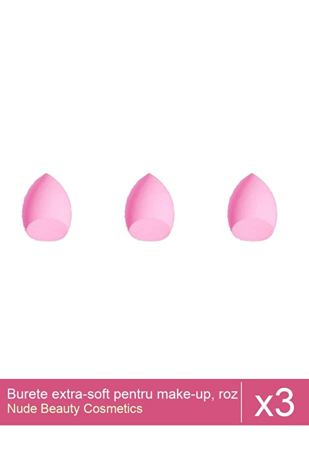 Set 3x Burete extra-soft pentru make-up, roz - tesit - 1
