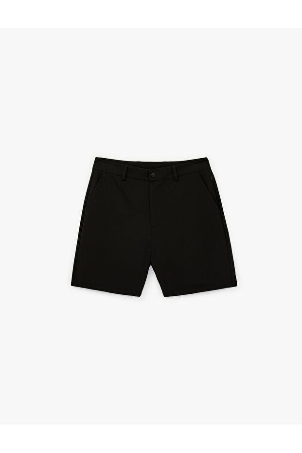 Regular Fit Buttoned Shorts with Pockets - 2