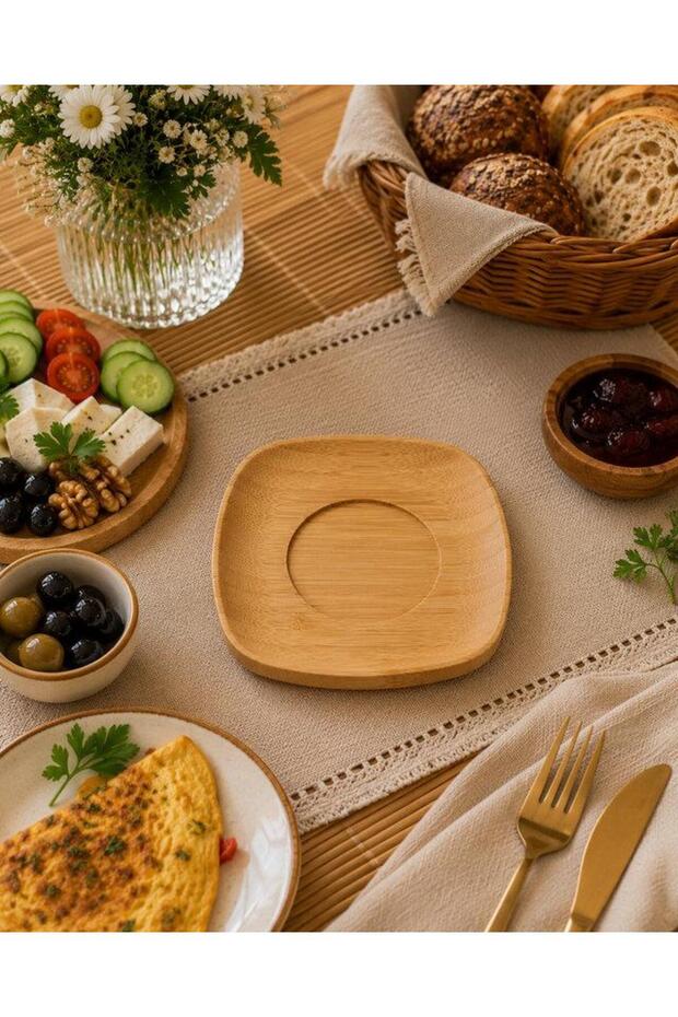 طبق شاي من الخيزران سيلفا، مجموعة من 6 قطع