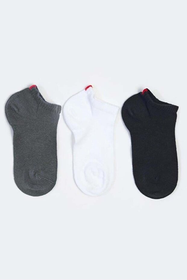 Run 3-Pack Men's Basic Booties Socks Black/White/Grey - 1