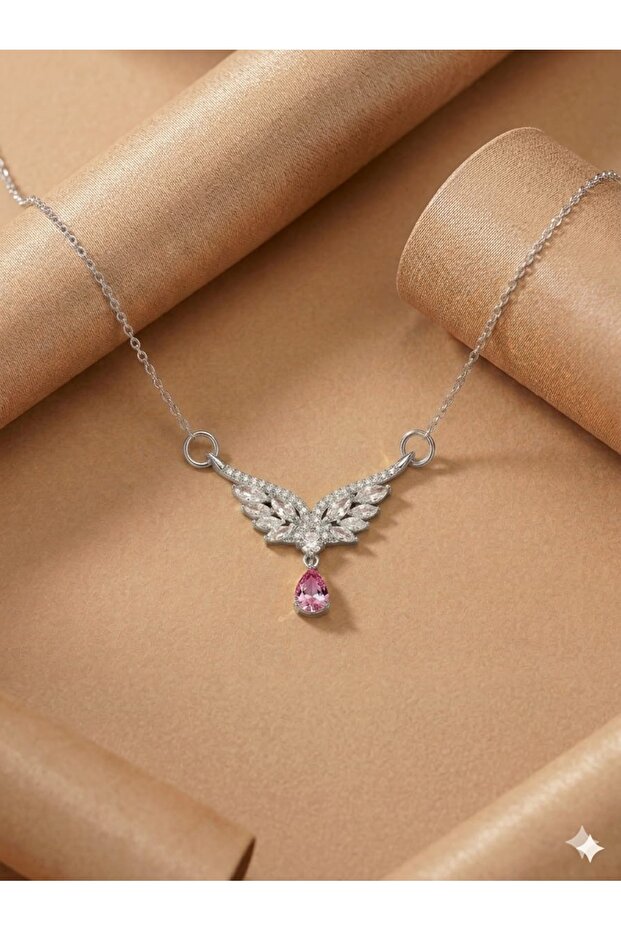 Zircon Stone Angel Wing Necklace