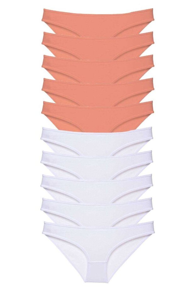 Glb-Stl41414 10 Pieces Eco Set Lycra Women's Slip Panties Powder White