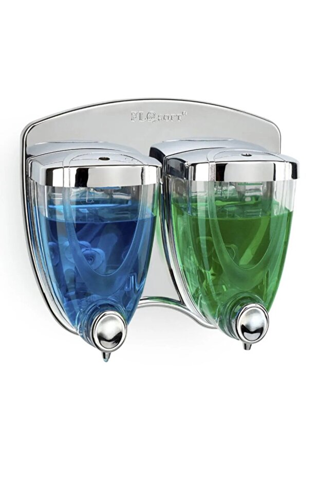 Liquid Soap Dispenser Twin 350+350 ml Chrome Plated -F038