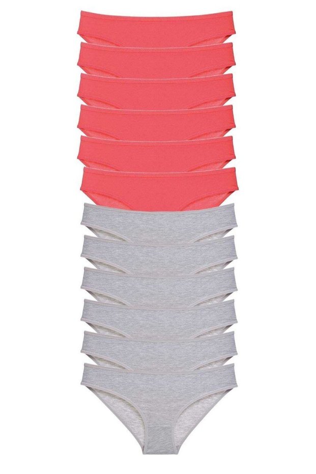 Glb-Stl41414 12 Pieces Super Eco Set Lycra Women's Slip Panties Fuchsia Gray