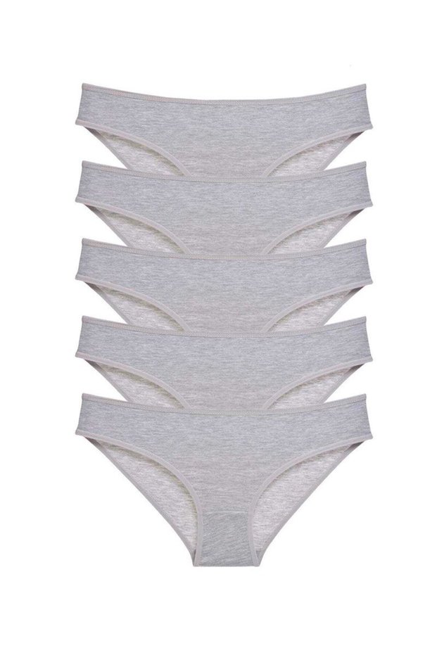 Glb-Stl41414 5 Pieces Super Eco Set Lycra Women's Slip Panties Gray