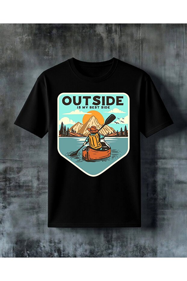 Outside Best Side of Canoe Adventure Printed Oversize T-Shirt