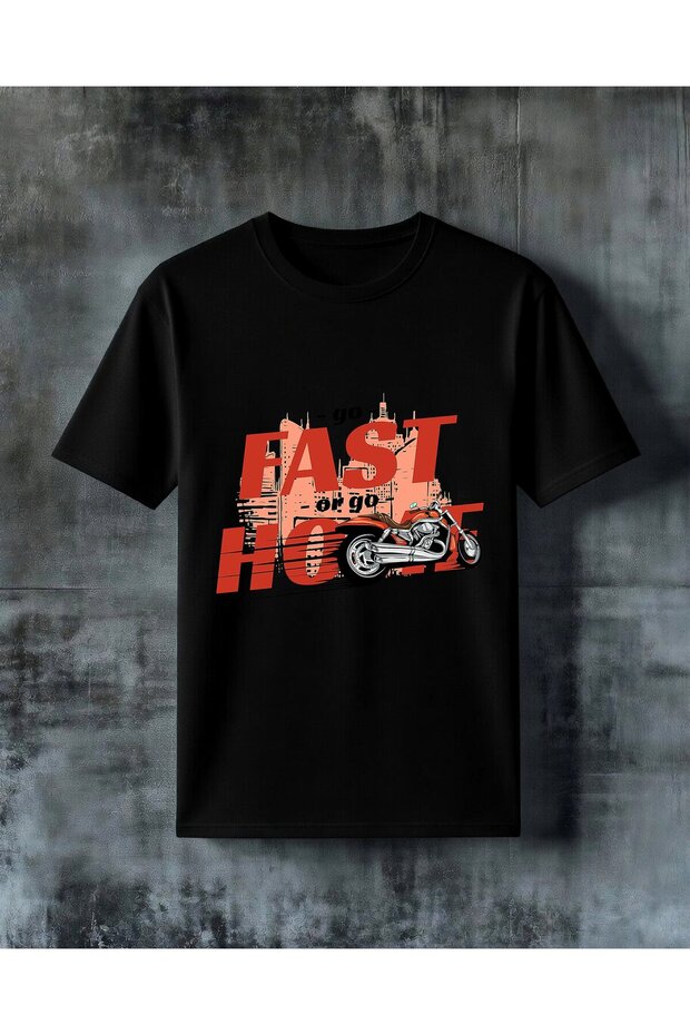 Fast or Go Motorcycle Printed Oversize T-Shirt