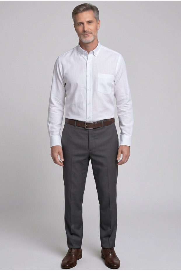 Men's Regular Fit Long Sleeve Cotton Shirt with Pockets