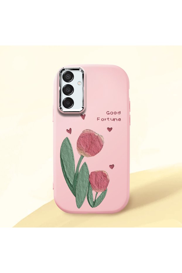 Pink Silicone Case with Shock-Absorbing Camera Protection Compatible with Samsung Galaxy M15