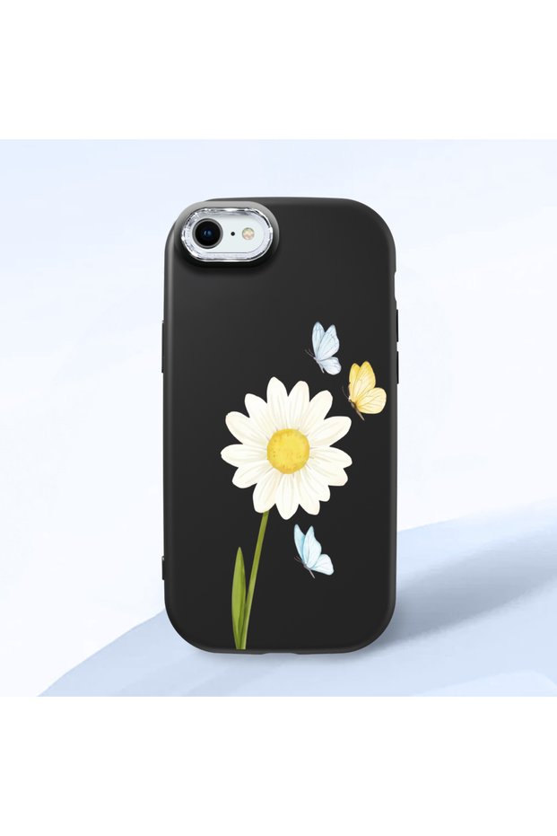 Black Silicone Case with Shock-Absorbing Camera Protections Compatible with iPhone 7/8/Se 2020 2022