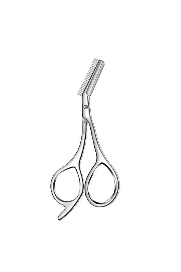 1 pc Professional Stainless Steel Eyebrow Scissors with Comb Teeth and Tweezers-Style Tip Heavy-Duty