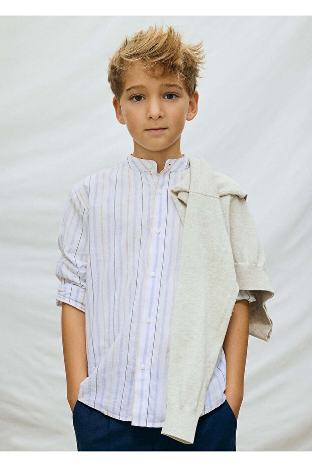 Boy's Judge Collar Long Sleeve Shirt White