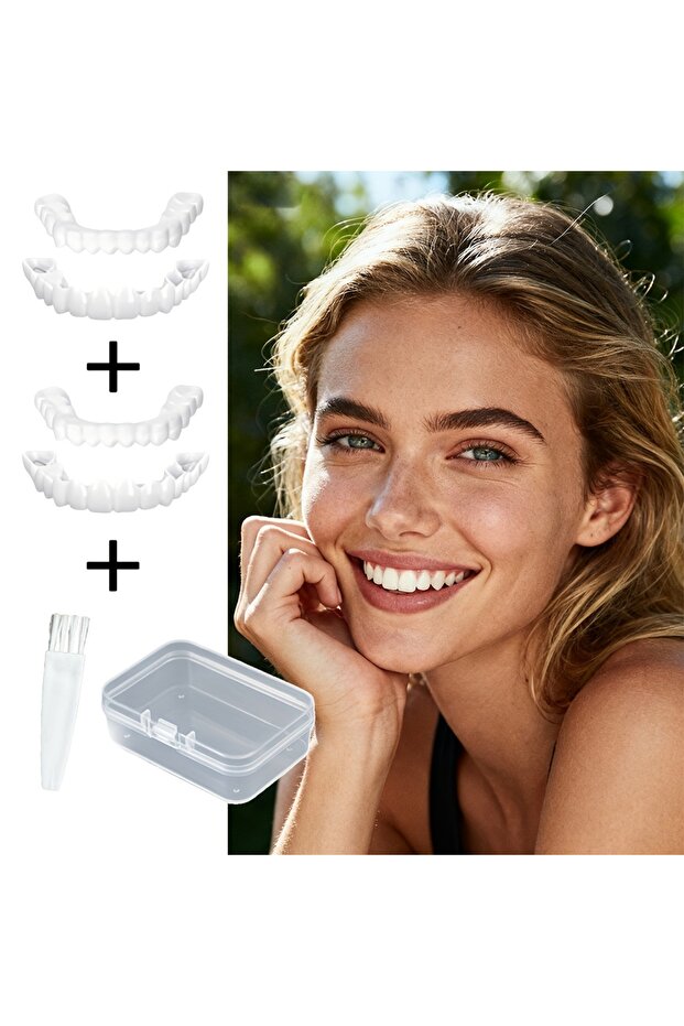 2sets 2Sets Cosmetic Dental Kit (2Upper+2Lower+Brush+Clear Box), Realistic Invisible Comfortable for