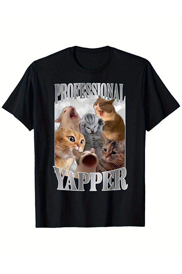 Men's "Professional Cat" Pattern T-shirt - 1