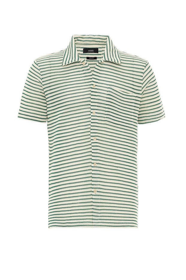 Knitted Striped Short Sleeve Men's Shirt