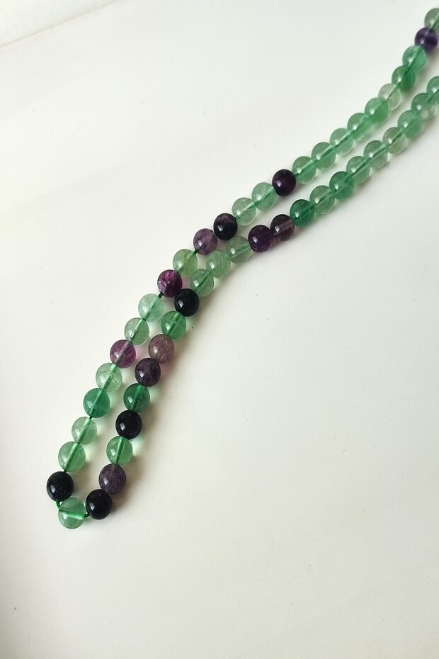 Certified 8 mm Fluorite Natural Stone Strand
