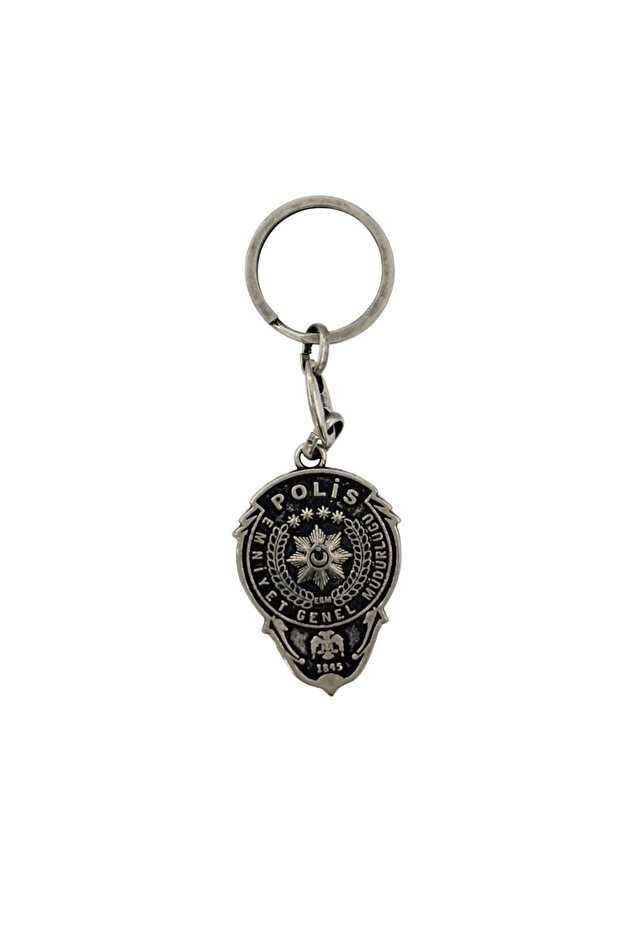 Police Dark Metal Keychain