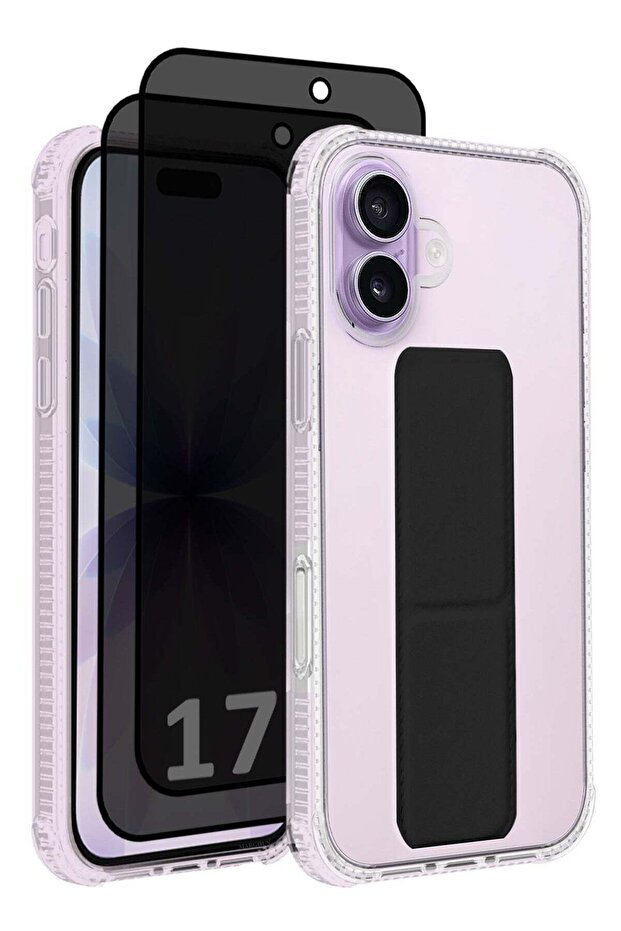 3 Packs Finger Grip Clear Case Cover for iPhone 17 - Kickstand Car Magnetic Holder - Black