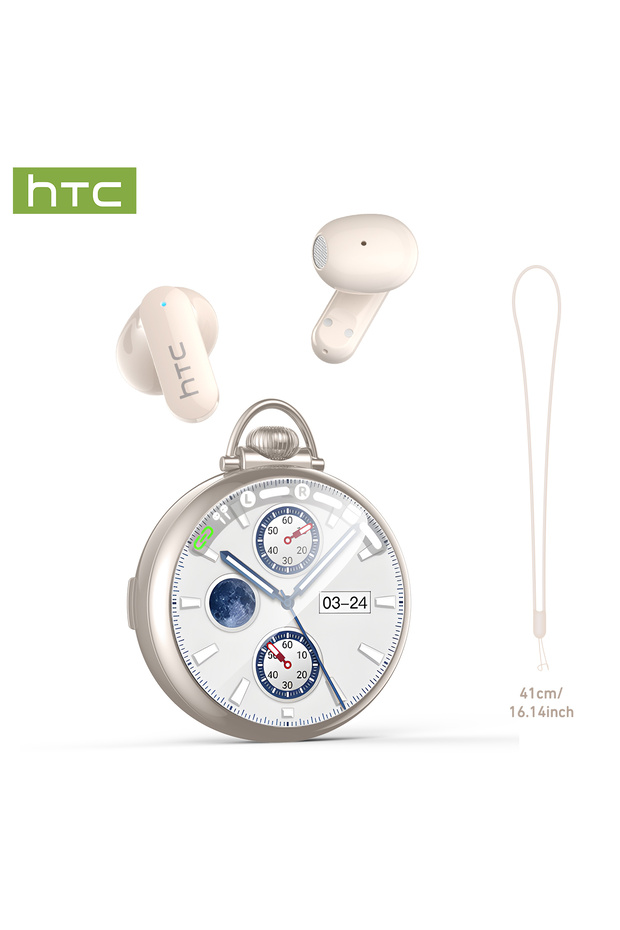 سماعات أذن لاسلكية حقيقية HTC NE71 فضية اللون مع تقنية البلوتوث 6.0 وإلغاء الضوضاء النشط ومقاومة للماء IPX4 وتشغيل لمدة 22 ساعة