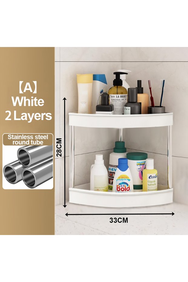 White 2 layers With Wheel Bedroom Toiletries Storage Rack Stainless Steel 2/3/4/5 Layers Home Organi