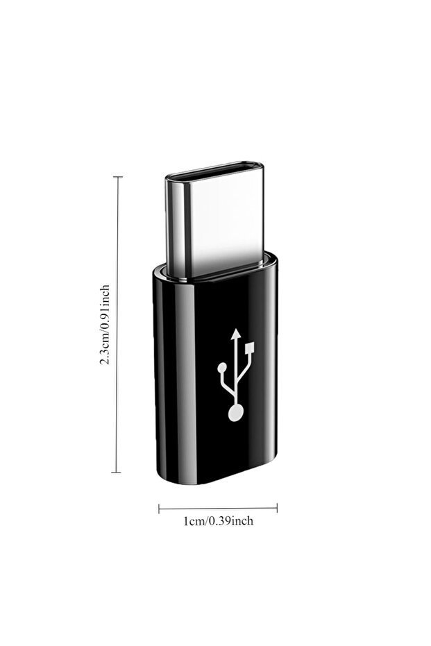 محول OTG أسود اللون، قطعة واحدة، من مايكرو/USB C أنثى إلى USB C/مايكرو ذكر، موصل مايكرو-بي إلى USB-C