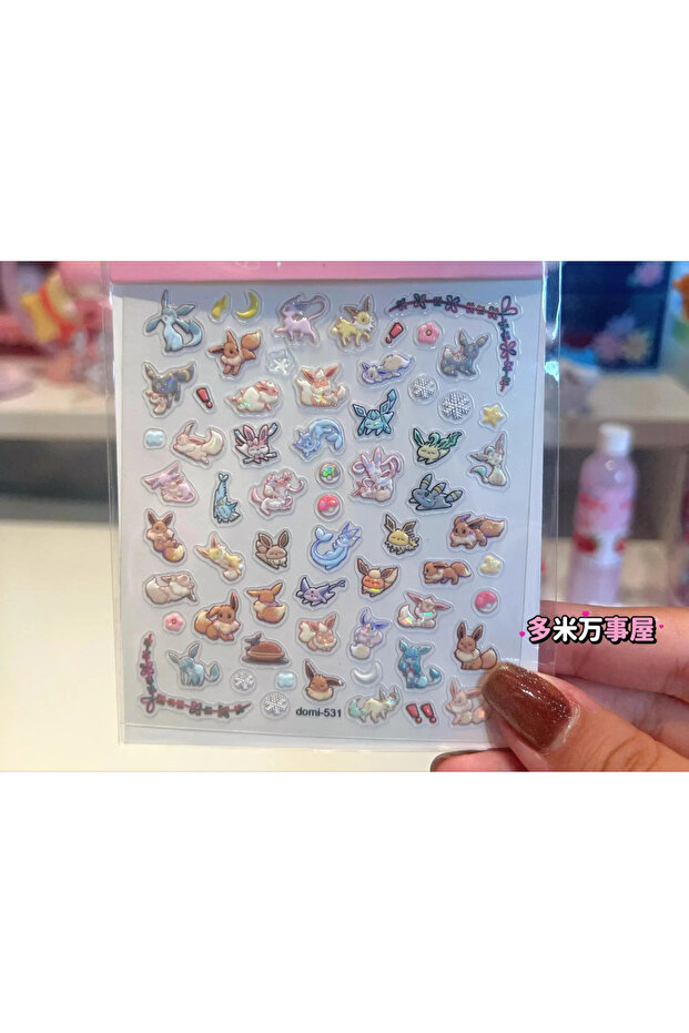 1 Eeveelution Nail Stickers Pokémon Anime Peripheral Cute Cartoon Creativity Exquisite Sticker New .