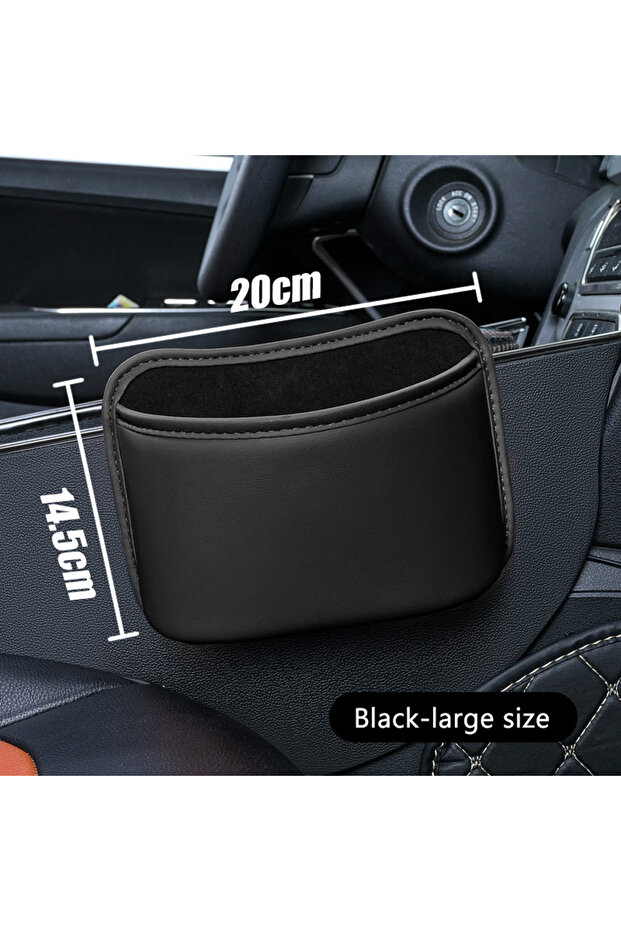 Black-Large SEAMETAL Car Cup Holder Universal Car Seat Back Clip Storage Bag Waterproof PU Leather S