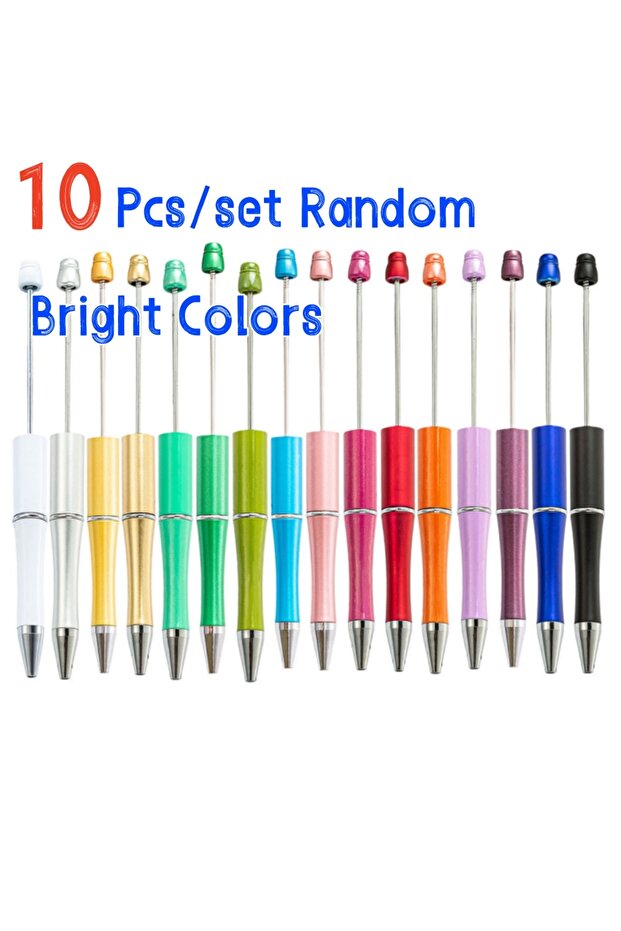 Bright Colors 10 Pcs Mixed Beaded Ballpoint Pen Creative Beadable Pen Wedding Party Guest Gift Guest