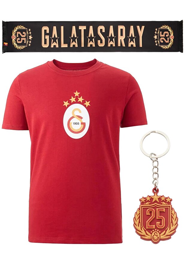 Original Red T-Shirt with Black 5 Star Scarf and Keychain Gift
