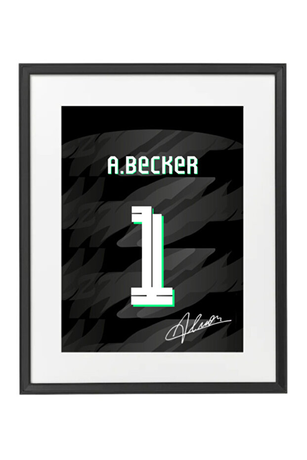 Alisson Becker Liverpool Autographed Jersey 2023-24 Poster with Frame 50x40cm
